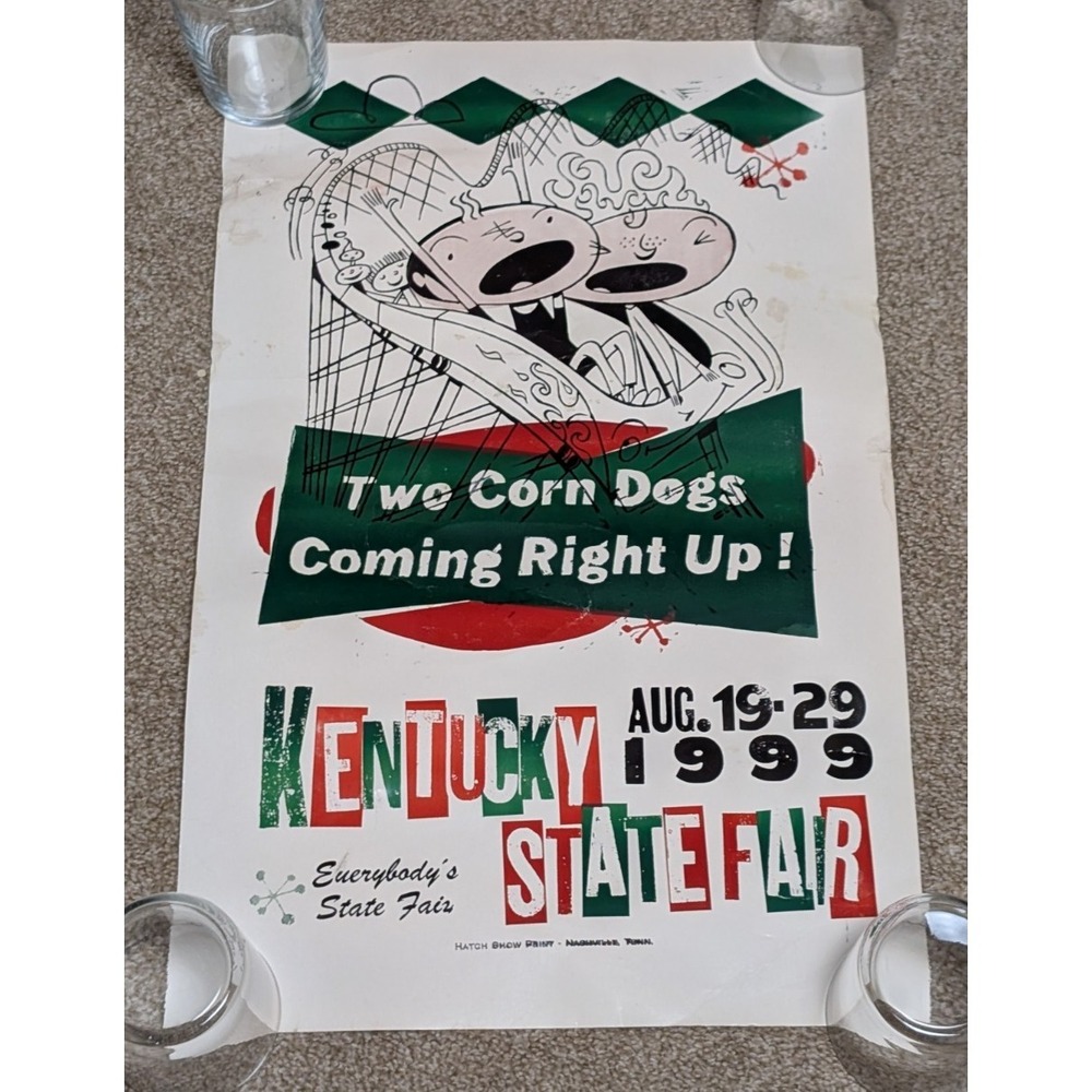 Vintage 1999 Kentucky State Fair Roller Coaster  Poster Hatch Show Print 90s Art